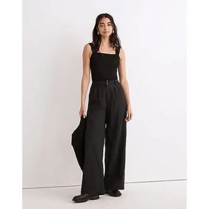 Madewell The Petite Harlow Black Wide Leg Pants Women's NWT Size 14P High Rise